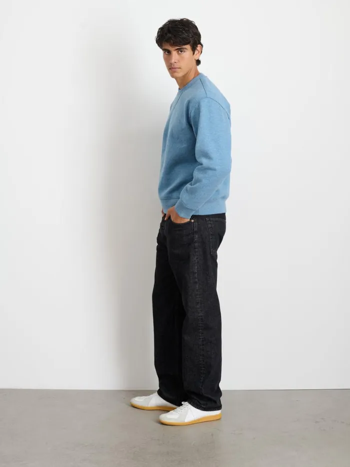 Alex Mill Marlon Sweatshirt In Cotton Fleece Heather Delft Blue Men Sweaters Sweatshirts