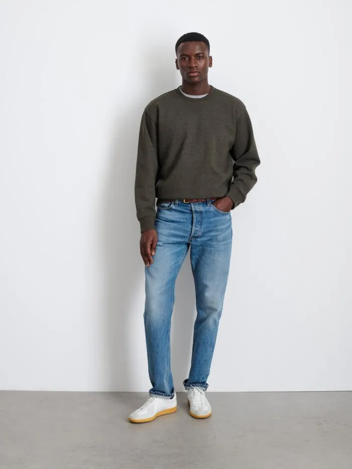 Alex Mill Marlon Sweatshirt In Cotton Fleece Heather Olive Men Sweaters Sweatshirts