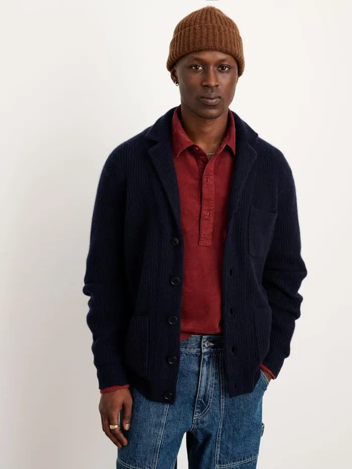 Alex Mill Mitchell Cardigan In Washed Cashmere Navy Men Sweaters Sweatshirts