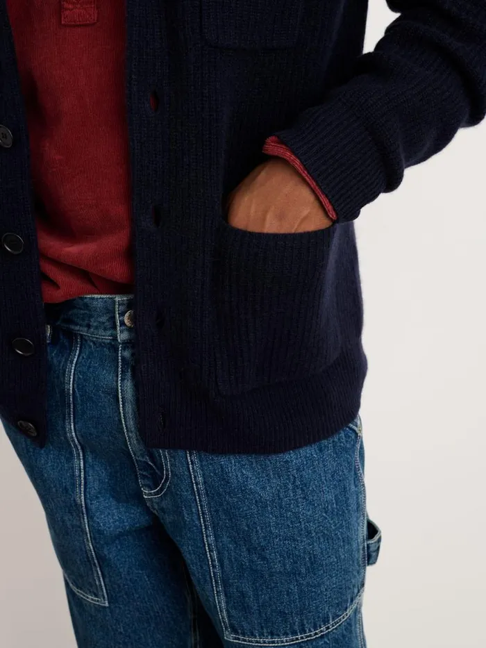 Alex Mill Mitchell Cardigan In Washed Cashmere Navy Men Sweaters Sweatshirts