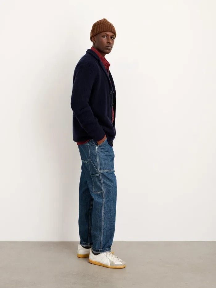Alex Mill Mitchell Cardigan In Washed Cashmere Navy Men Sweaters Sweatshirts