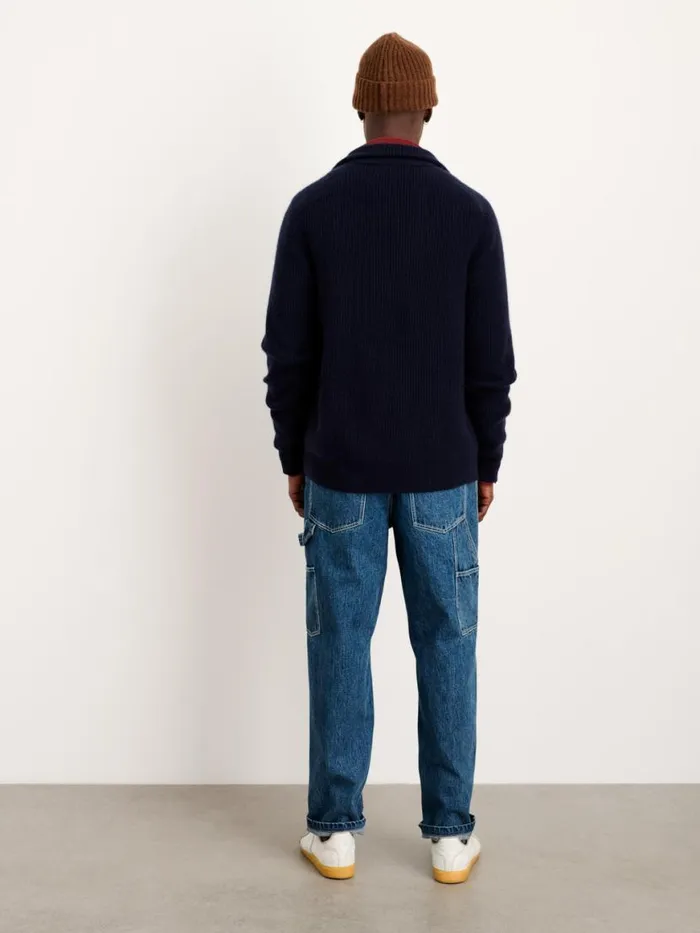 Alex Mill Mitchell Cardigan In Washed Cashmere Navy Men Sweaters Sweatshirts
