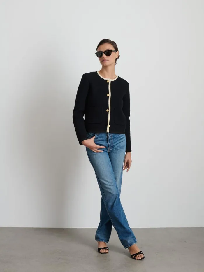 Alex Mill Paris Sweater Jacket Blackivory Women Sweaters