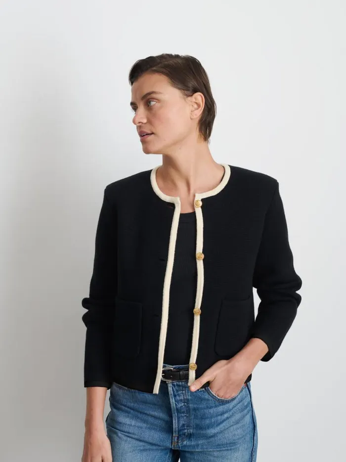 Alex Mill Paris Sweater Jacket Blackivory Women Sweaters