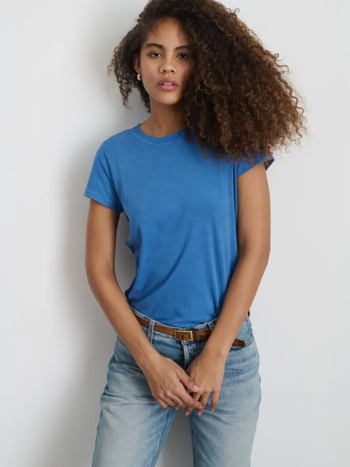 Alex Mill Prospect Tee In Cotton Jersey Washed Cobalt Women Tees Tanks
