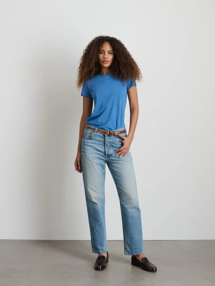 Alex Mill Prospect Tee In Cotton Jersey Washed Cobalt Women Tees Tanks
