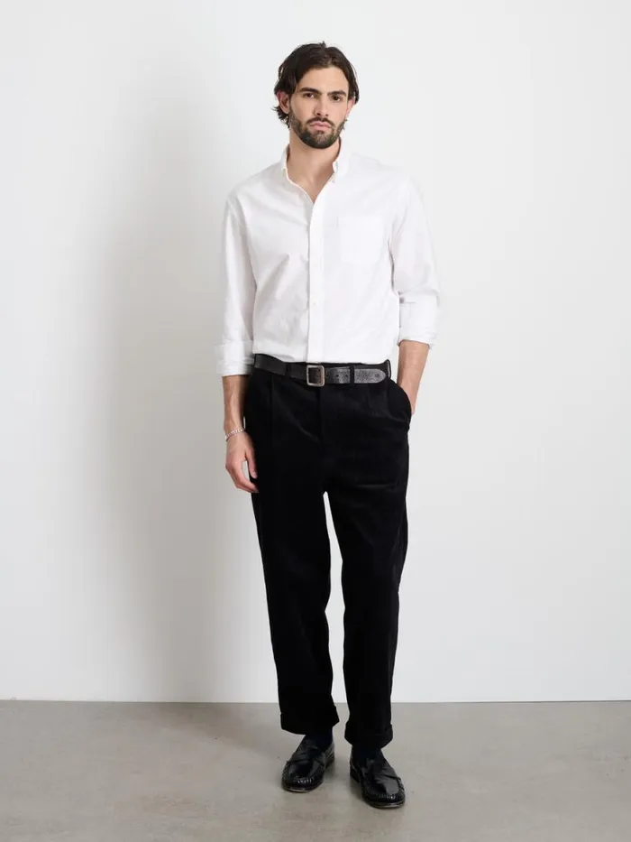 Alex Mill Standard Pleated Pant In Corduroy Black Men Pants