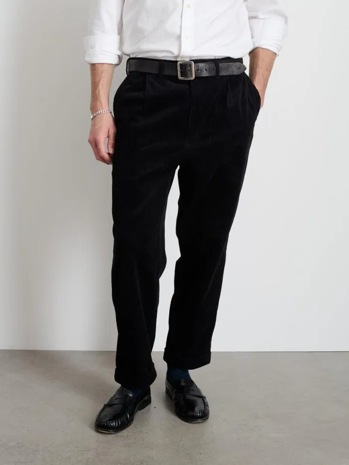 Alex Mill Standard Pleated Pant In Corduroy Black Men Pants