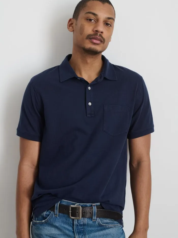 Alex Mill Standard Polo In Slub Cotton Navy Men Tees Polos