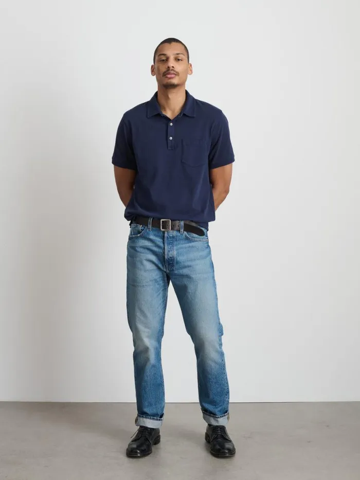 Alex Mill Standard Polo In Slub Cotton Navy Men Tees Polos