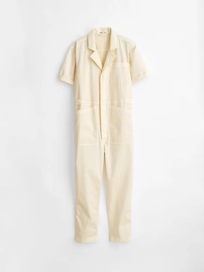 Alex Mill Standard Short Sleeve Jumpsuit Oatmilk Women Jumpsuits