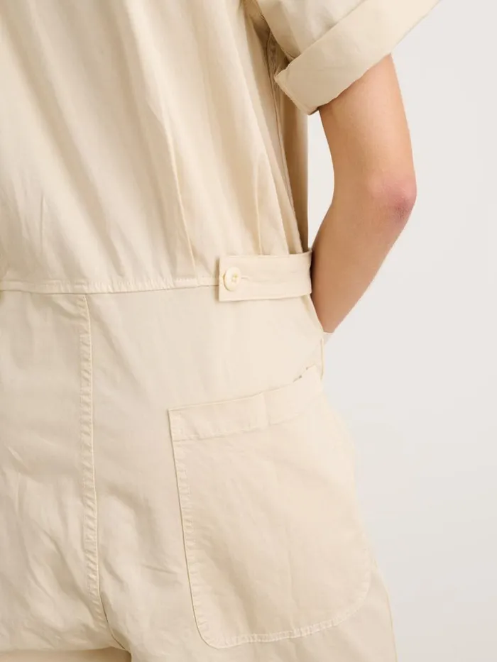 Alex Mill Standard Short Sleeve Jumpsuit Oatmilk Women Jumpsuits
