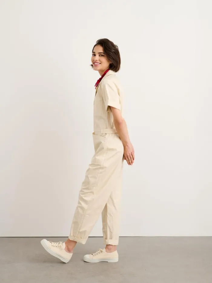 Alex Mill Standard Short Sleeve Jumpsuit Oatmilk Women Jumpsuits