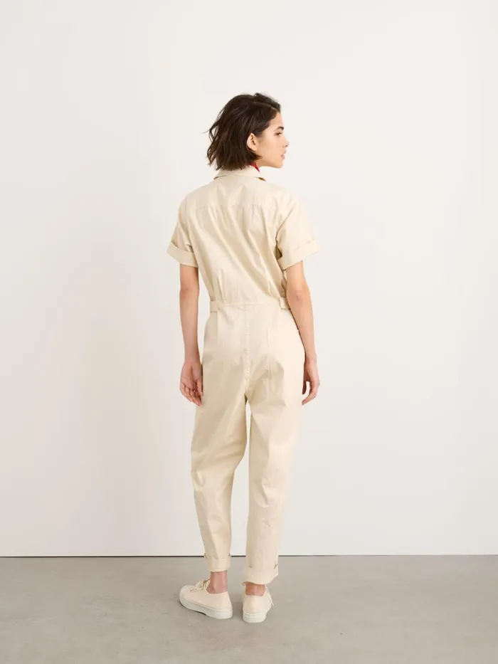 Alex Mill Standard Short Sleeve Jumpsuit Oatmilk Women Jumpsuits