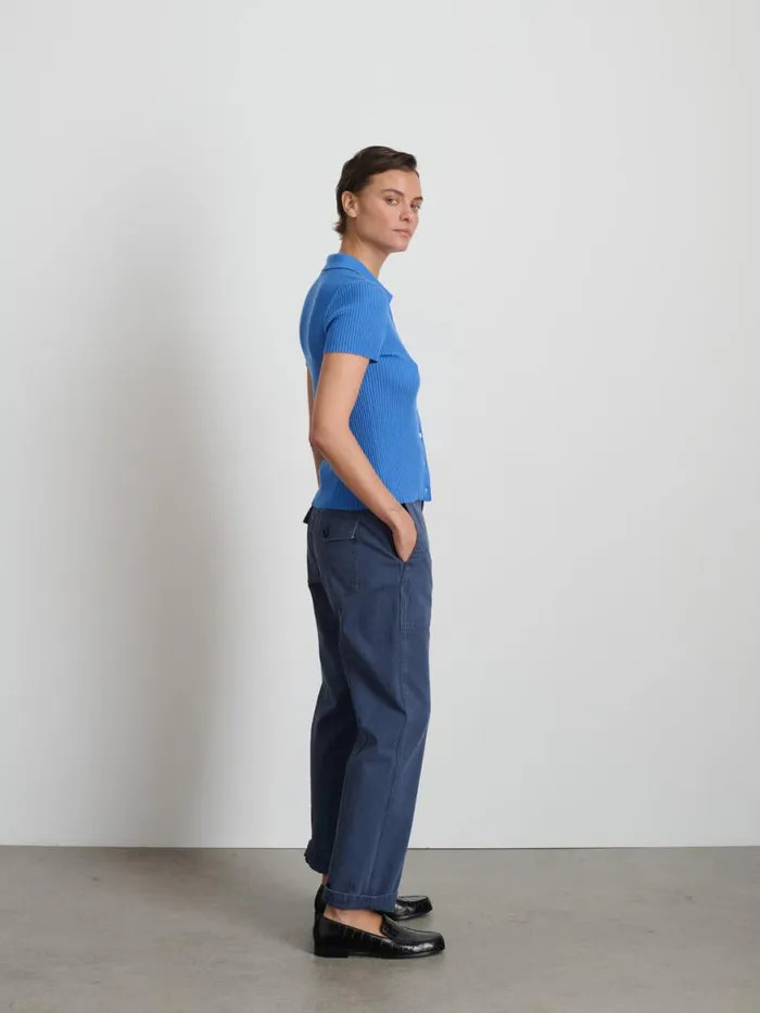 Alex Mill Suzanne Ribbed Polo Cosmic Blue Women Shirts Tops Alex Mill Suzanne Ribbed Polo Cosmic Blue Women Shirts Tops