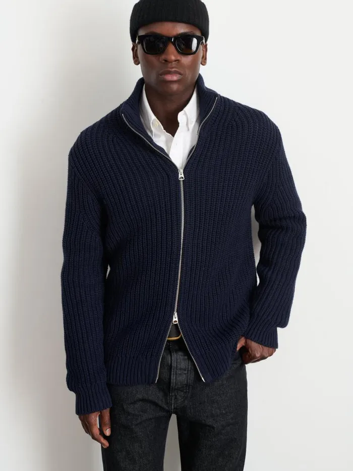 Alex Mill Wright Cardigan In Chunky Cotton Dark Navy Men Sweaters Sweatshirts