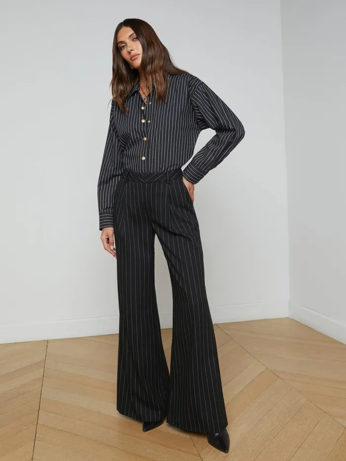 Allanah Pinstriped Trouser Blackecru Women L039Agence Pants