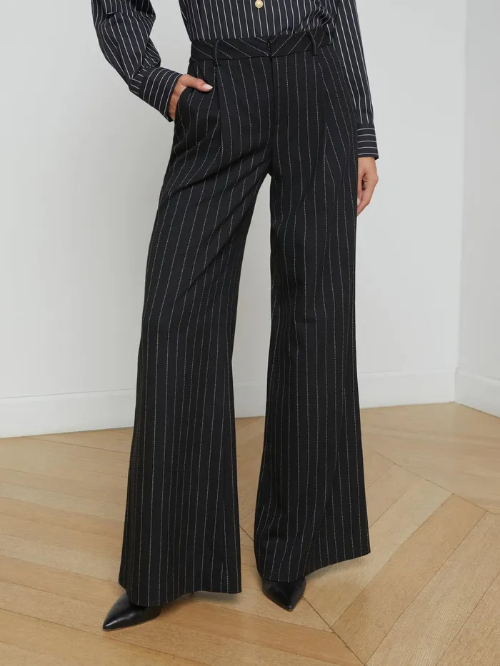Allanah Pinstriped Trouser Blackecru Women L039Agence Pants Allanah Pinstriped Trouser Blackecru Women L039Agence Pants