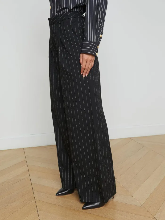 Allanah Pinstriped Trouser Blackecru Women L039Agence Pants Allanah Pinstriped Trouser Blackecru Women L039Agence Pants
