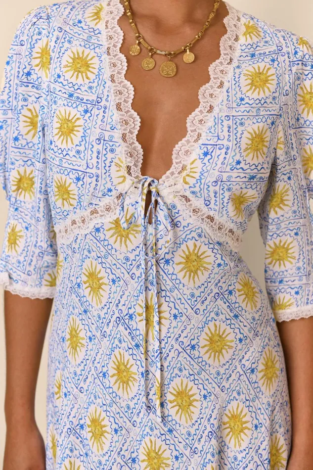 Amina Wavey Sun Ivory Women RIXO Dresses