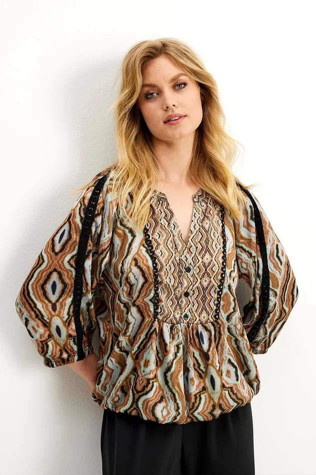 ANNELI BLOUSE 15806 804 Mocca 804 Women IN FRONT BLOUSES SHIRTS