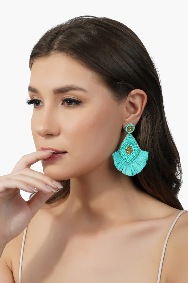 Aqua Green Raffia Earrings Aqua Green Raffia Earrings