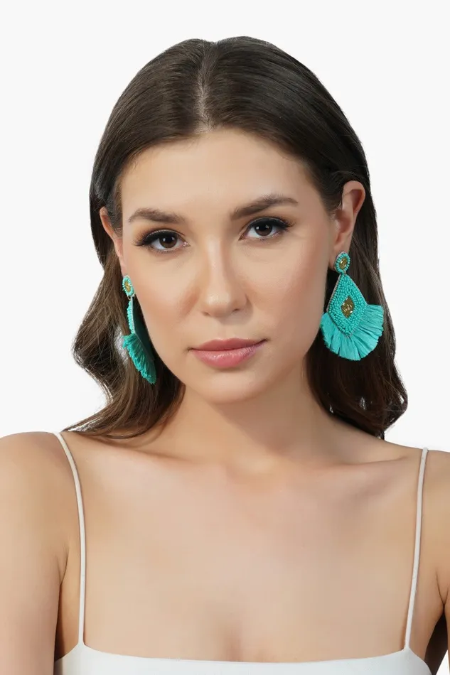 Aqua Green Raffia Earrings Aqua Green Raffia Earrings