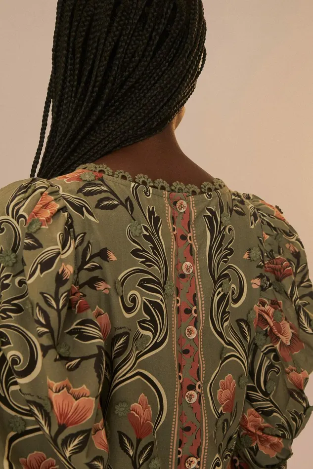 Arabesque Floral Green Blouse Women FARM Rio Blouses Arabesque Floral Green Blouse Women FARM Rio Blouses