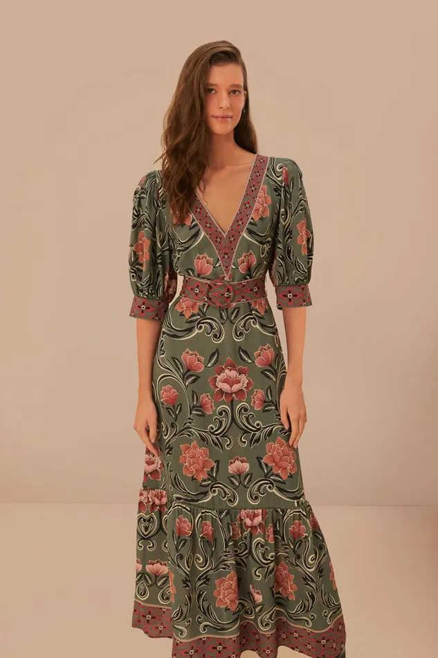 Arabesque Floral Green Maxi Dress Women FARM Rio Maxi Dresses Arabesque Floral Green Maxi Dress Women FARM Rio Maxi Dresses