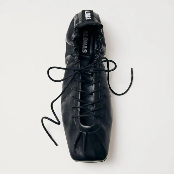 Aureline Black Leather Ballet Flats Women ALOHAS Ballet Flats