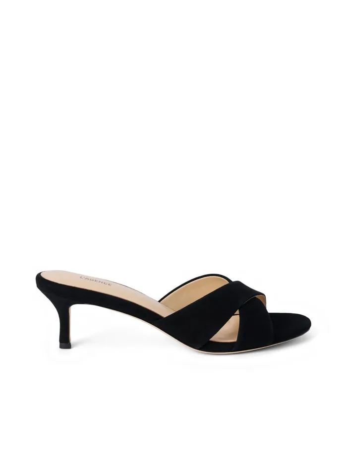 Aveline KittenHeel Sandal Black Suede Women L039Agence Heels