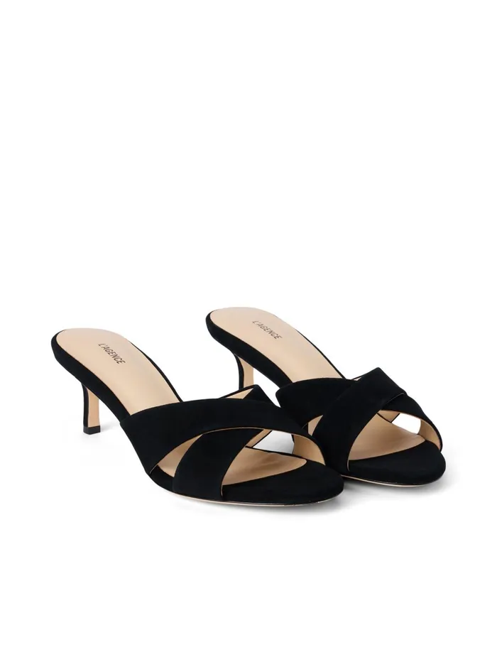 Aveline KittenHeel Sandal Black Suede Women L039Agence Heels Aveline KittenHeel Sandal Black Suede Women L039Agence Heels