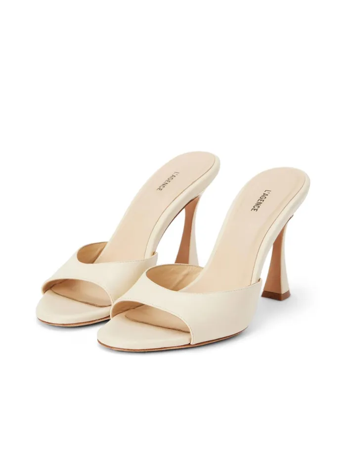 Avery Leather PeepToe Mule Ecru Leather Women L039Agence Heels Avery Leather PeepToe Mule Ecru Leather Women L039Agence Heels