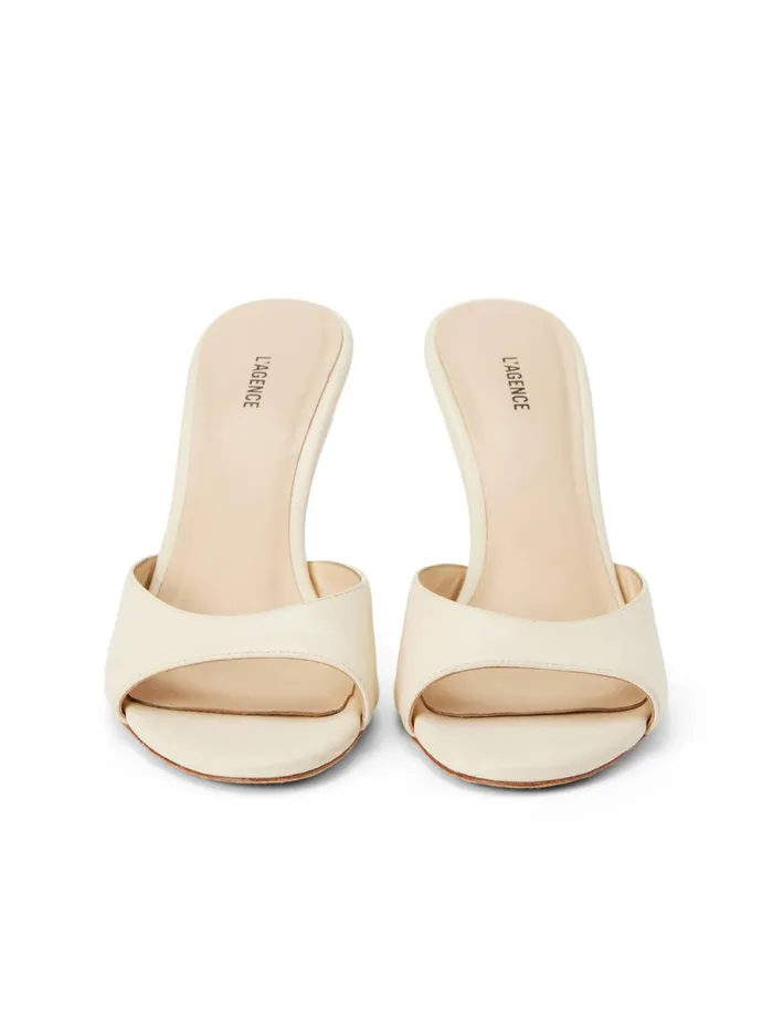 Avery Leather PeepToe Mule Ecru Leather Women L039Agence Heels Avery Leather PeepToe Mule Ecru Leather Women L039Agence Heels