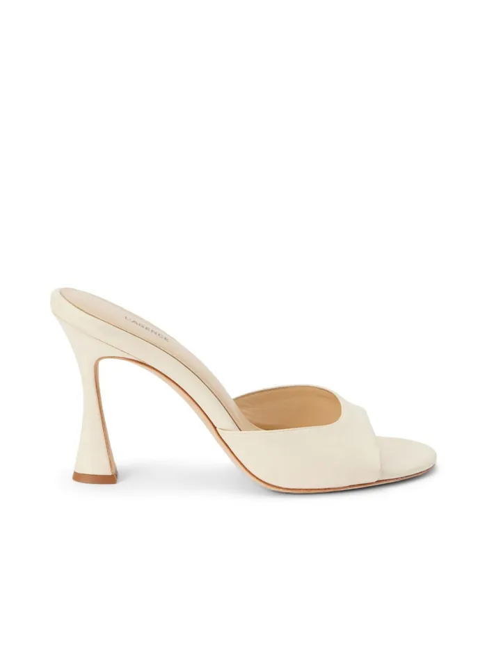 Avery Leather PeepToe Mule Ecru Leather Women L039Agence Heels Avery Leather PeepToe Mule Ecru Leather Women L039Agence Heels