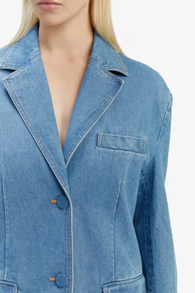 Bardot Blazers Women Abi Denim Oversized Blazer In Vintage Vintage Bardot Blazers Women Abi Denim Oversized Blazer In Vintage Vintage