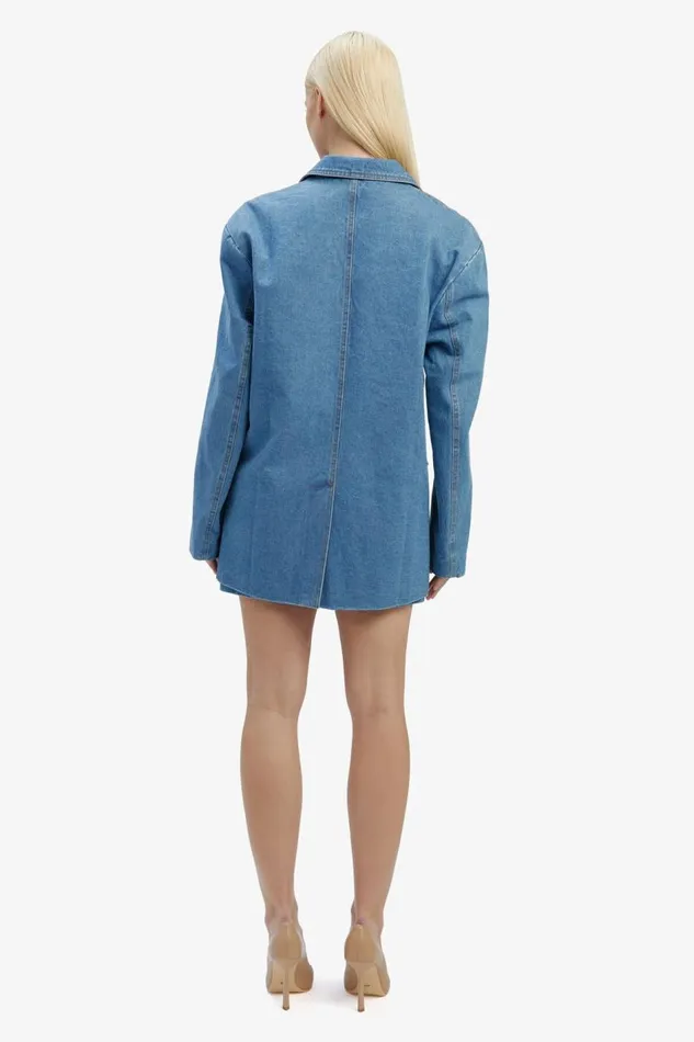 Bardot Blazers Women Abi Denim Oversized Blazer In Vintage Vintage Bardot Blazers Women Abi Denim Oversized Blazer In Vintage Vintage