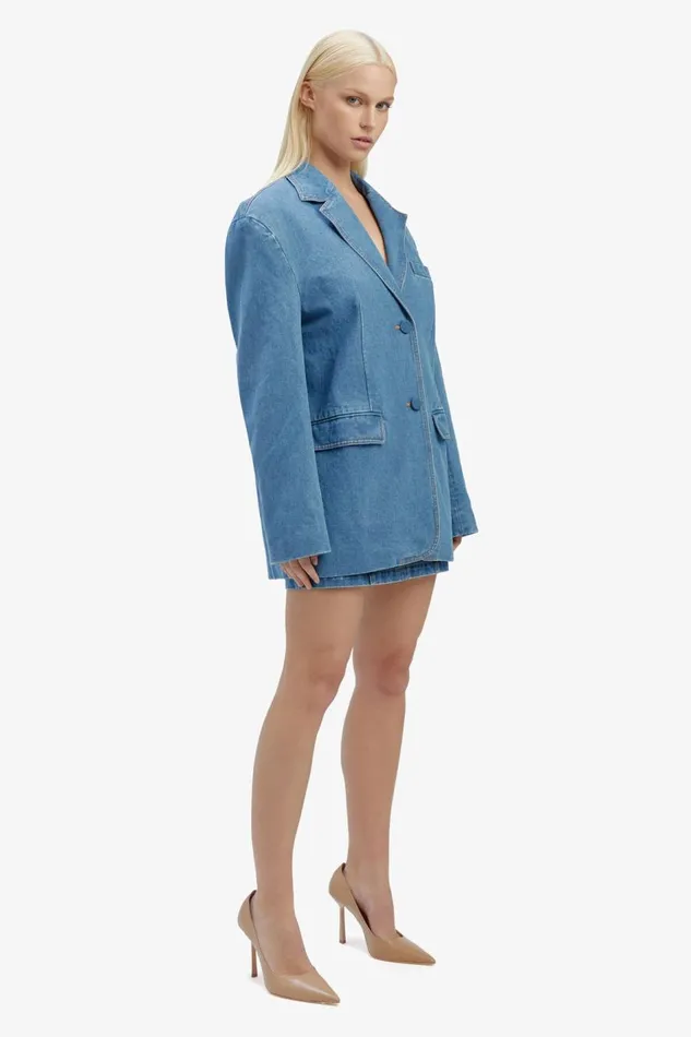 Bardot Blazers Women Abi Denim Oversized Blazer In Vintage Vintage Bardot Blazers Women Abi Denim Oversized Blazer In Vintage Vintage