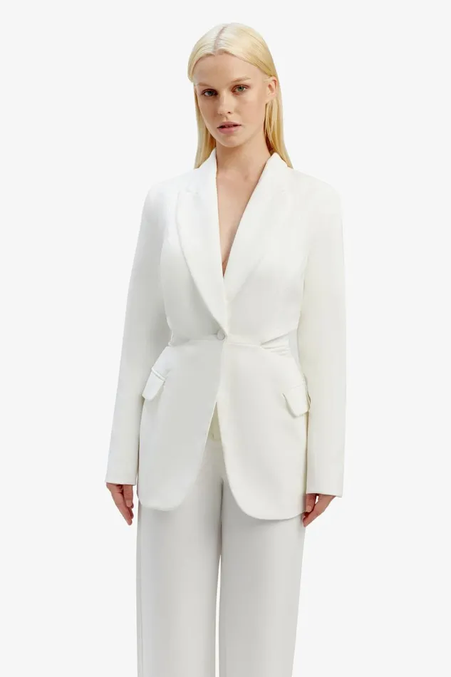 Bardot Blazers Women Cassian Cut Out Blazer In Ivory Ivory Bardot Blazers Women Cassian Cut Out Blazer In Ivory Ivory