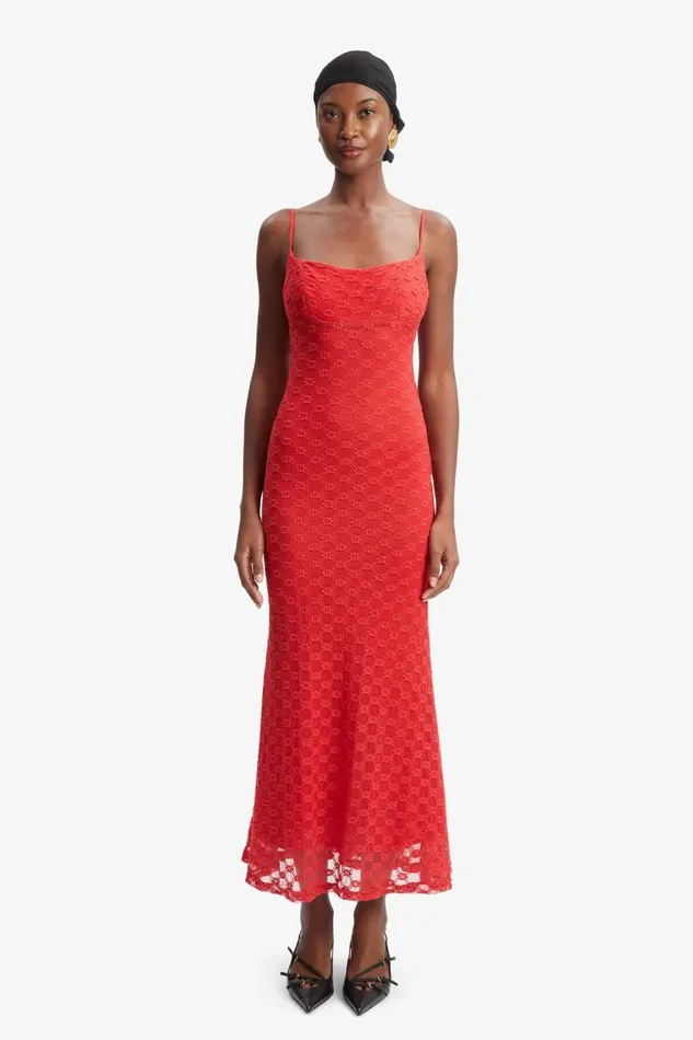 Bardot Day To Night Dresses Women Adoni Mesh Midi Dress In Fire Red Fire Red Bardot Day To Night Dresses Women Adoni Mesh Midi Dress In Fire Red Fire Red