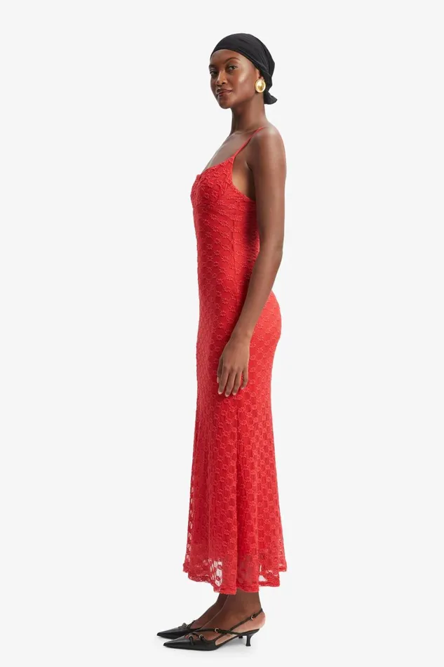 Bardot Day To Night Dresses Women Adoni Mesh Midi Dress In Fire Red Fire Red Bardot Day To Night Dresses Women Adoni Mesh Midi Dress In Fire Red Fire Red