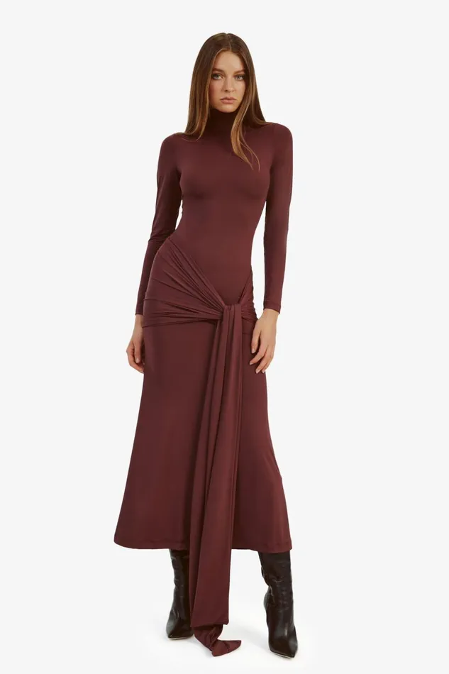 Bardot Day To Night Dresses Women Alix Maxi Tie Front Dress In Deep Plum Deep Plum Bardot Day To Night Dresses Women Alix Maxi Tie Front Dress In Deep Plum Deep Plum