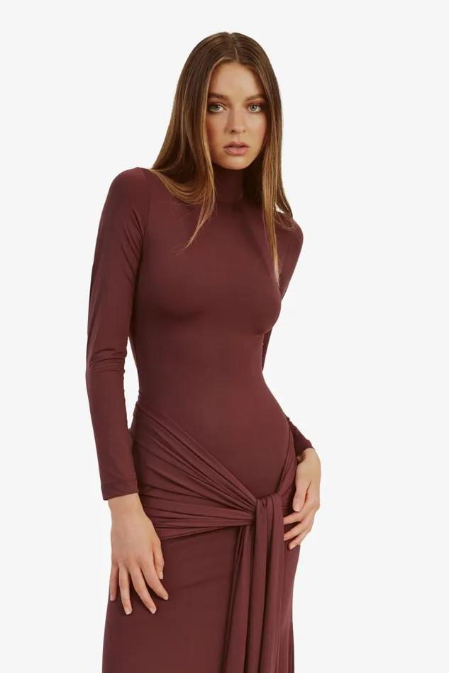 Bardot Day To Night Dresses Women Alix Maxi Tie Front Dress In Deep Plum Deep Plum Bardot Day To Night Dresses Women Alix Maxi Tie Front Dress In Deep Plum Deep Plum