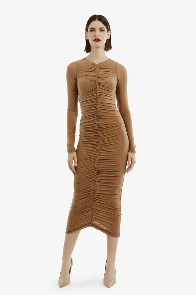 Bardot Day To Night Dresses Women Jaya Mesh Maxi Dress In Tan Tan Bardot Day To Night Dresses Women Jaya Mesh Maxi Dress In Tan Tan