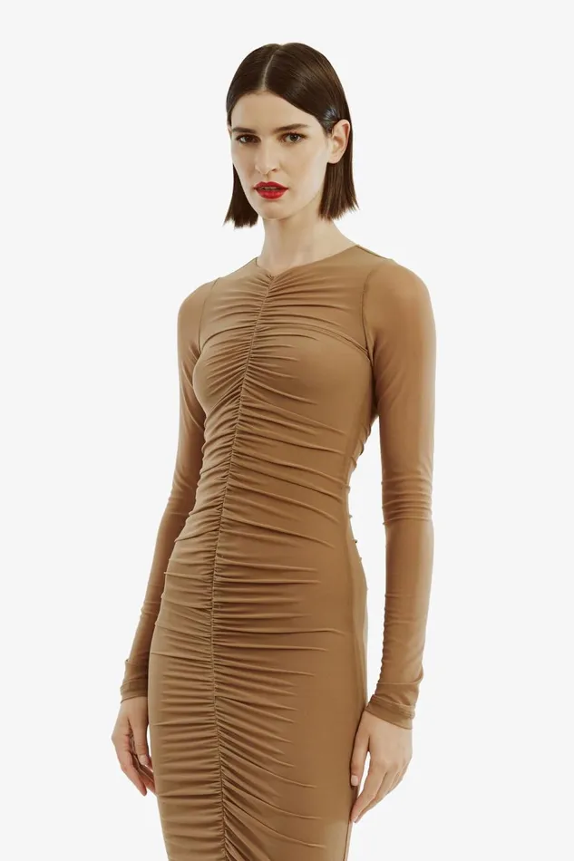 Bardot Day To Night Dresses Women Jaya Mesh Maxi Dress In Tan Tan Bardot Day To Night Dresses Women Jaya Mesh Maxi Dress In Tan Tan