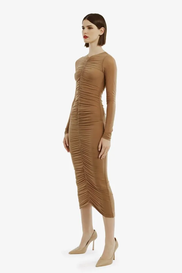 Bardot Day To Night Dresses Women Jaya Mesh Maxi Dress In Tan Tan Bardot Day To Night Dresses Women Jaya Mesh Maxi Dress In Tan Tan