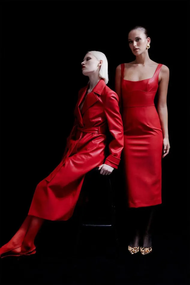 Bardot Day To Night Dresses Women Kassy Vegan Leather Dress In Famous Red Famous Red Bardot Day To Night Dresses Women Kassy Vegan Leather Dress In Famous Red Famous Red