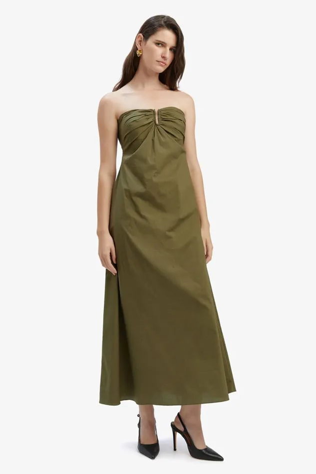 Bardot Day To Night Dresses Women Lora Poplin Maxi Dress In Khaki Khaki Bardot Day To Night Dresses Women Lora Poplin Maxi Dress In Khaki Khaki