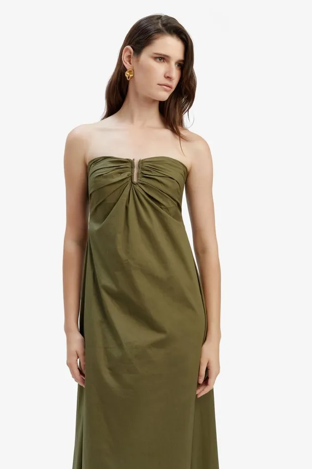 Bardot Day To Night Dresses Women Lora Poplin Maxi Dress In Khaki Khaki Bardot Day To Night Dresses Women Lora Poplin Maxi Dress In Khaki Khaki