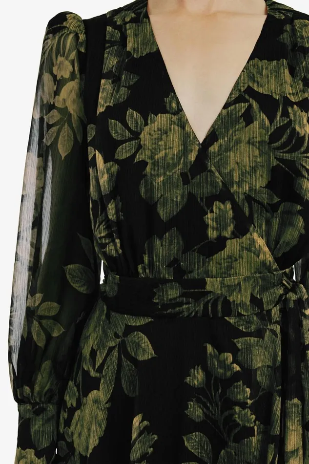 Bardot Day To Night Dresses Women Lucianna Maxi Wrap Dress In Green Flo Green Flo Bardot Day To Night Dresses Women Lucianna Maxi Wrap Dress In Green Flo Green Flo
